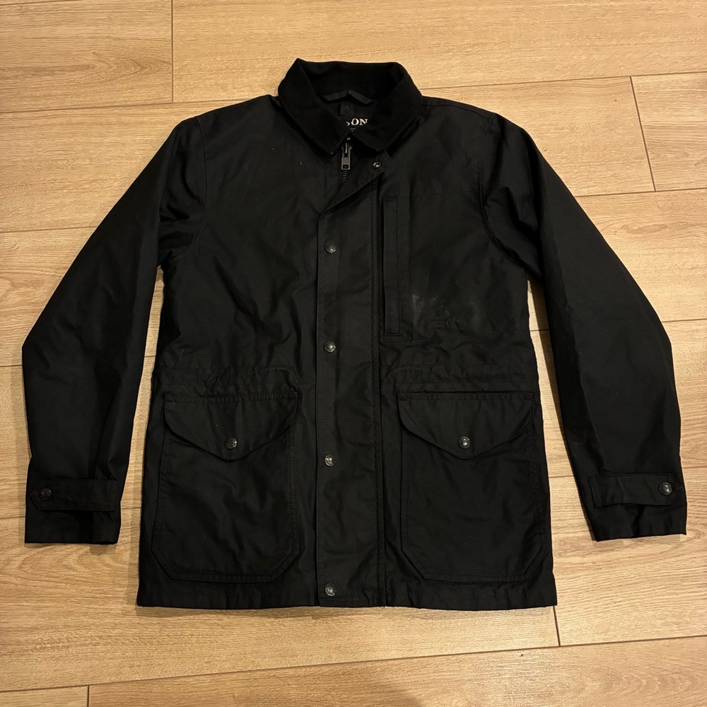 Filson Men’s Cover Cloth Mile Market Coat Waxed Jacket Lightweight Black Size XS